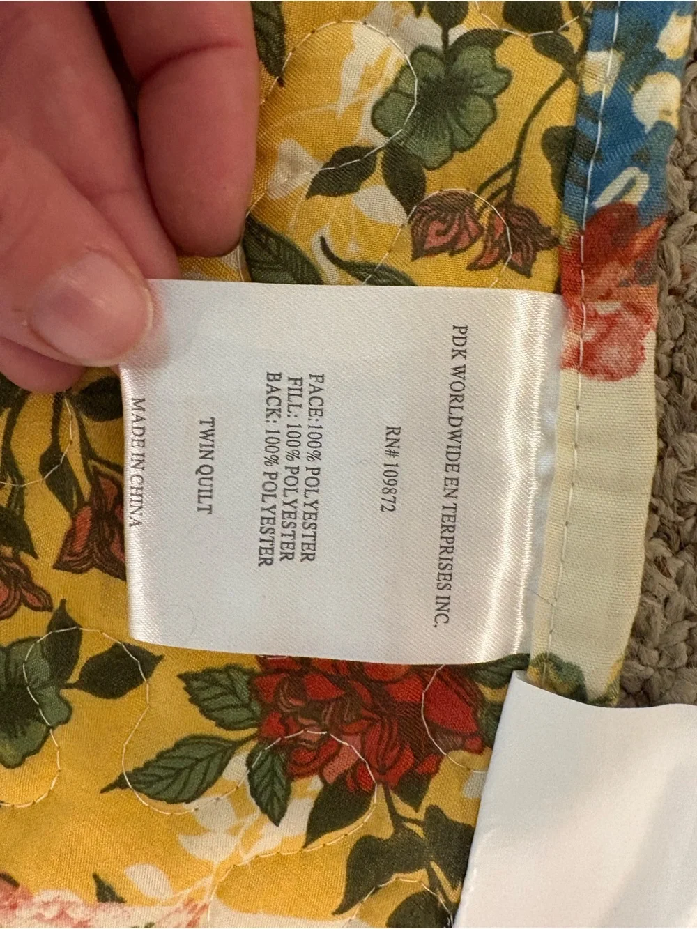 PDK 2-sided Vintage Floral Star Patchwork Quilt.